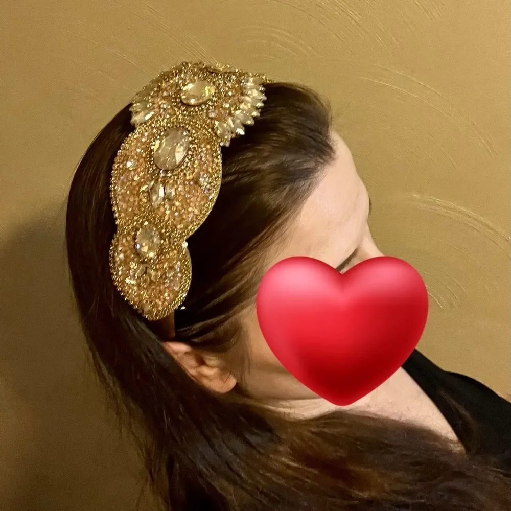 Cubic Zirconia Decor‎ Headband Gorgeous Wide Edge Gem Rhinestone Headband